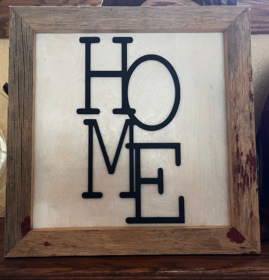 Wooden HOME Sign, Barn wood Frame