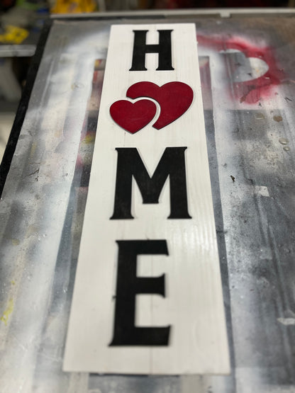 Wooden HOME Hearts Sign