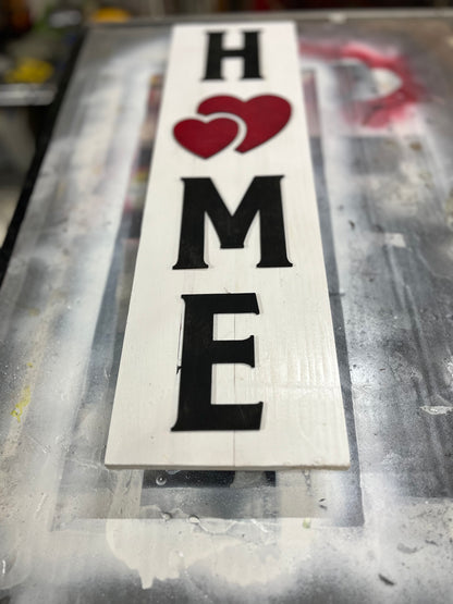 Wooden HOME Hearts Sign