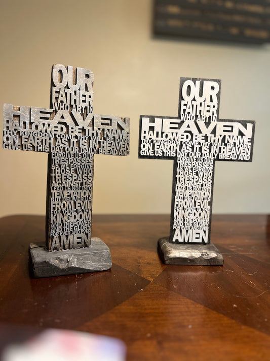The Lords Prayer Tabletop Cross