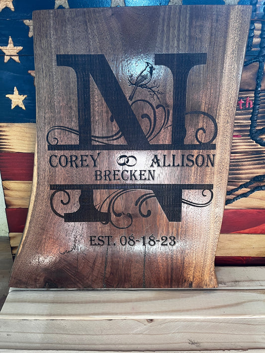 Monogrammed Wedding Plaque