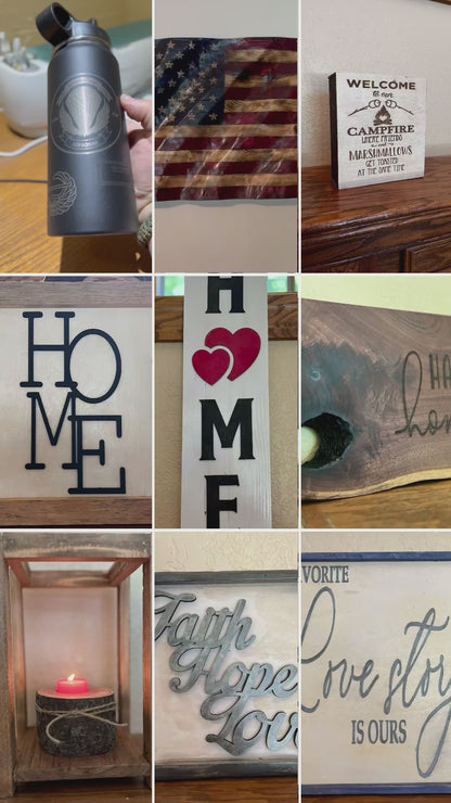 Wooden HOME Hearts Sign
